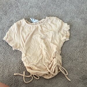 Princess Polly Tan Ruched Short Sleeve Tee